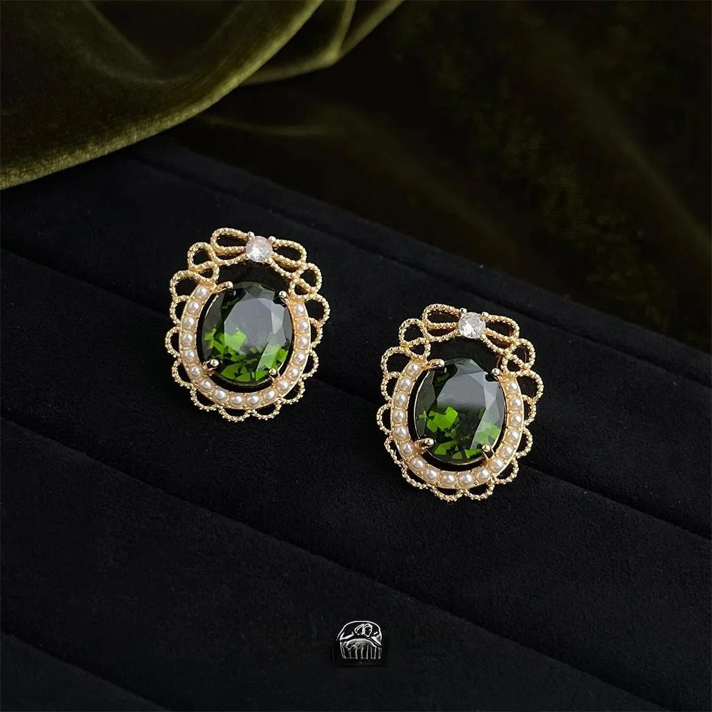 French Court Vintage Bow Stud Earrings Copper Micro Pave Zircon Hollow Lace Jewelry