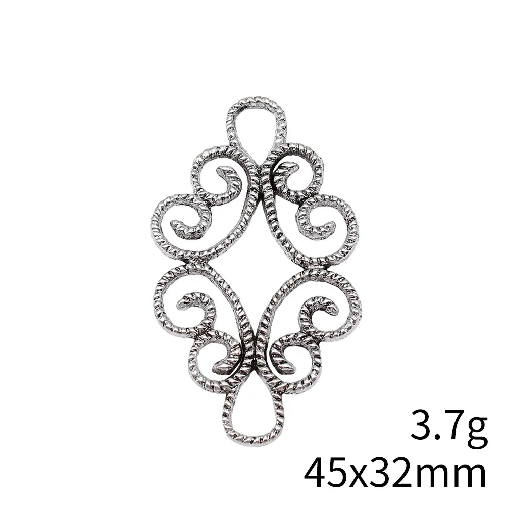 45x32mm 3.7g Multicolor Zinc Alloy Geometric Flower Connector Charm for DIY Jewelry Making