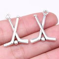 26x19mm 1.85g Antique Silver Zinc Alloy Ice Hockey Charm Pendant for DIY Sports Necklace Bracelet Making