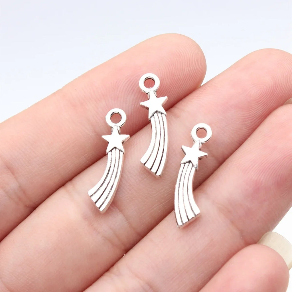 20x5.4mm 0.64g Zinc Alloy Star Comet Charm Pendant for DIY Celestial Necklace Bracelet Making
