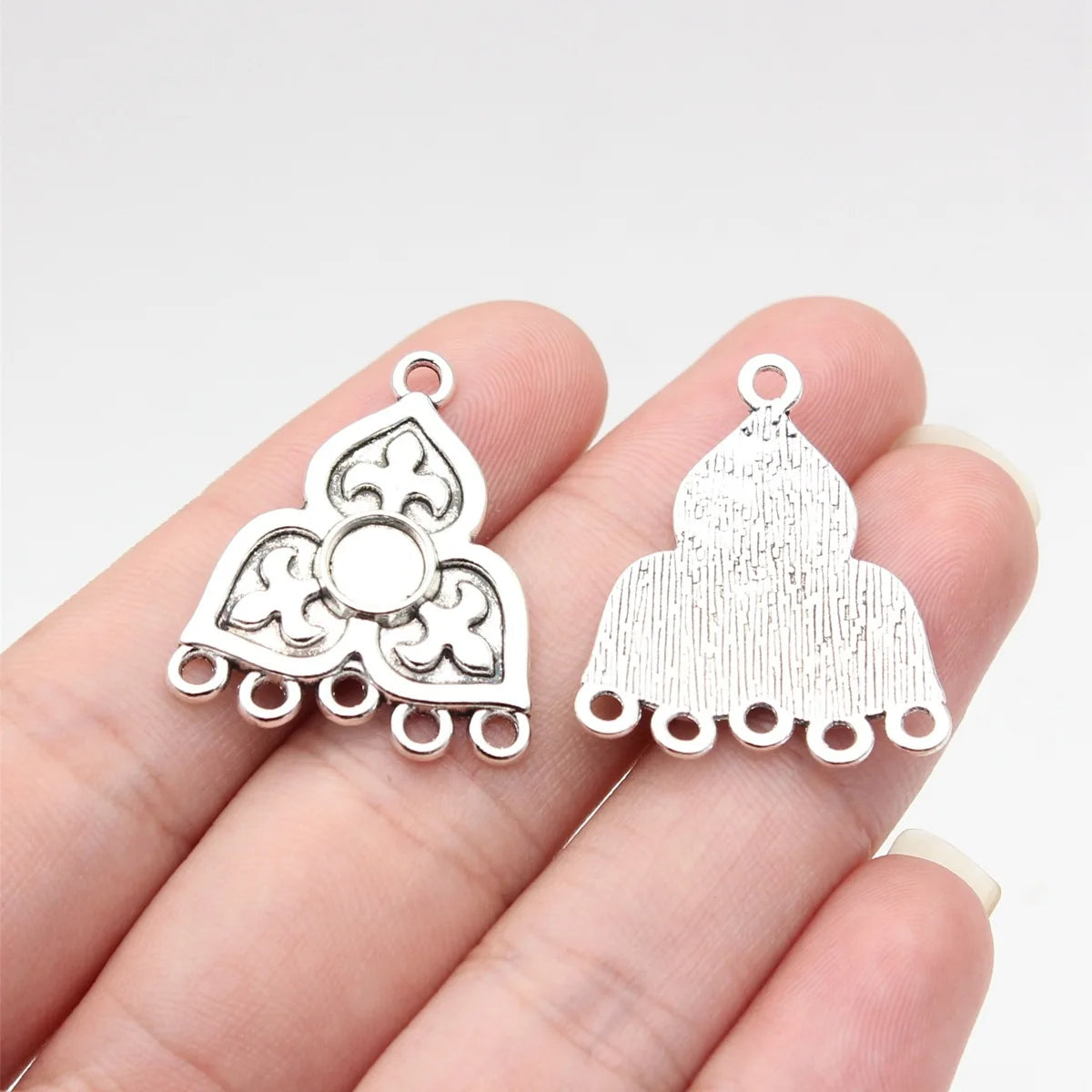 28x23mm 2.3g Antique Silver Zinc Alloy Earring Connector Charm for DIY Dangle Earring Making