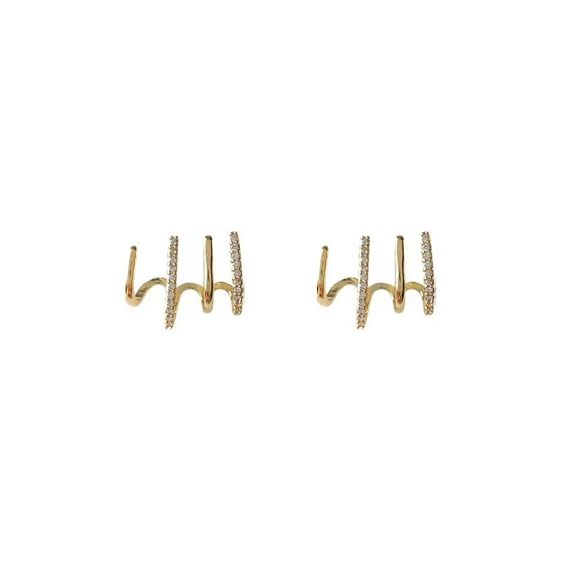 14K Gold Plated Copper Geometric Micro Pave Zircon Stud Earrings For Fashion OL Women