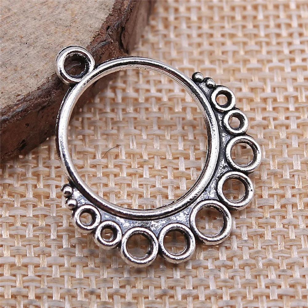 27x24mm 1.5g Multi Color Zinc Alloy Round Multi Hole Earring Connector Charms for DIY Jewelry Making