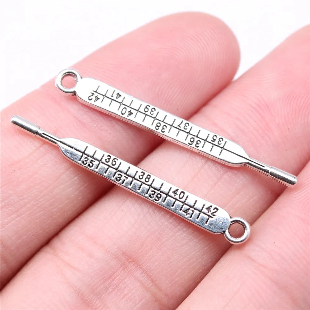 36x4mm 1g Antique Silver Zinc Alloy Thermometer Charm Pendant for DIY Medical Theme Jewelry Making