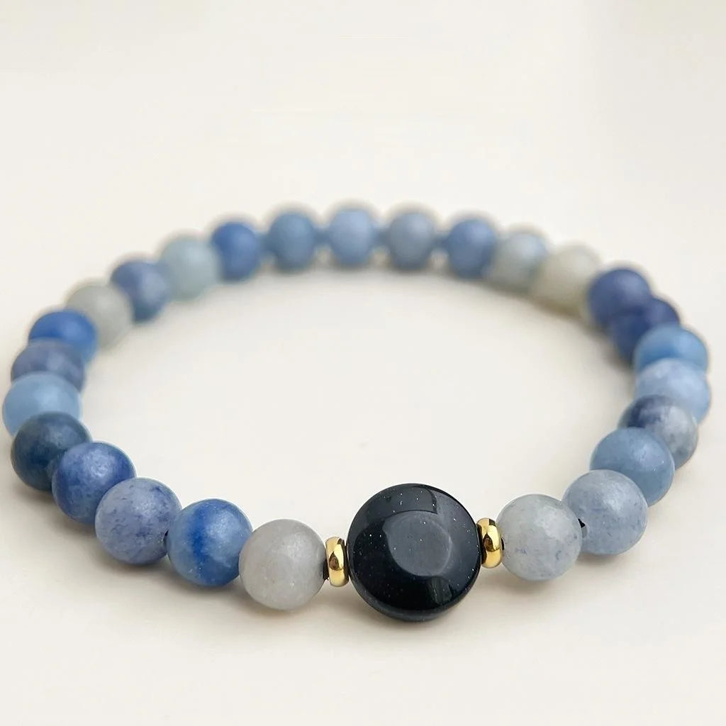 Natural Stone Blue Aventurine Bracelet New Chinese Geometric Handmade Ethnic Style Jewelry For Women