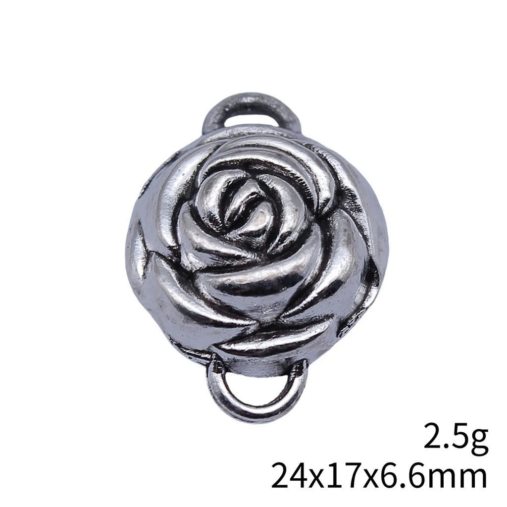 24x17x6.6mm 2.5g Antique Silver Zinc Alloy Flower Connector Charm for DIY Necklace Bracelet Making