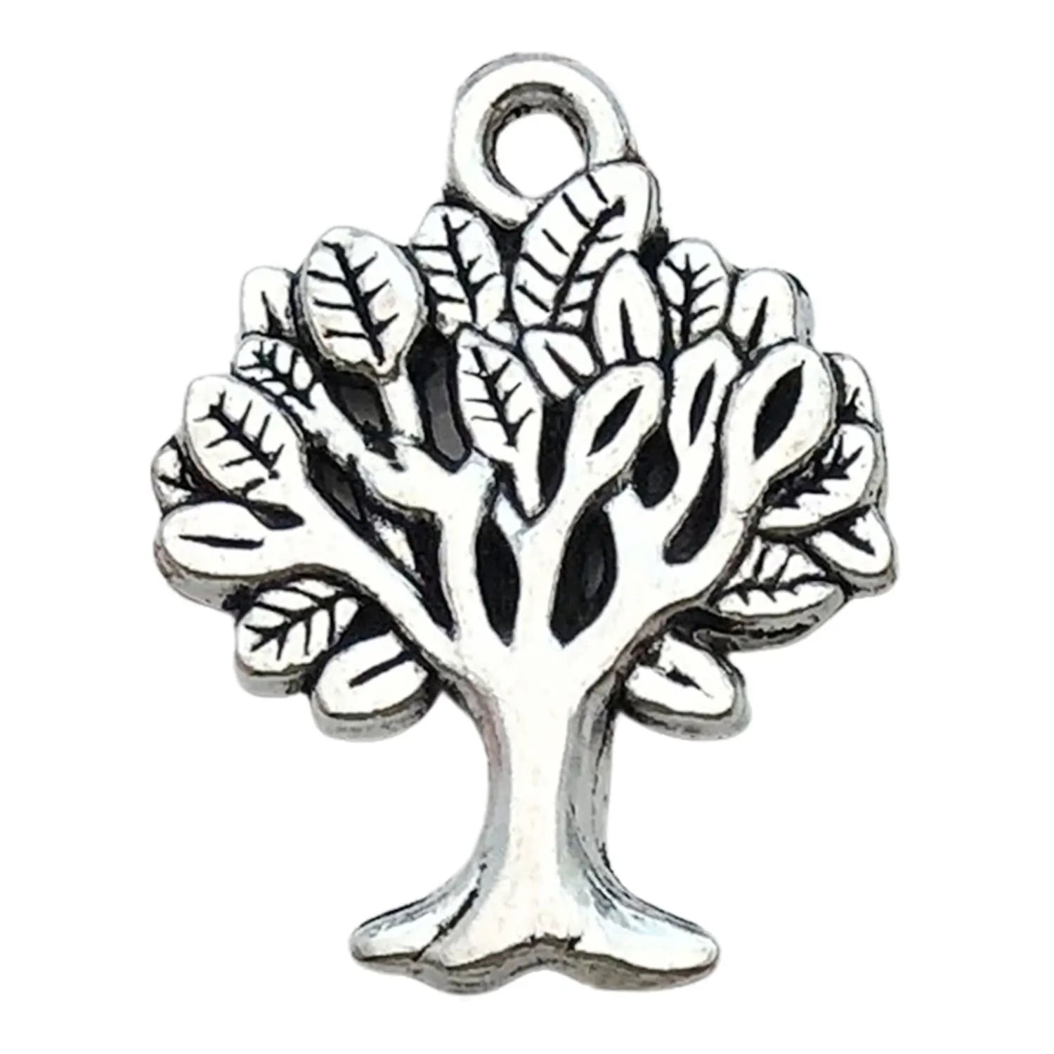 Antique Silver Zinc Alloy Leaf Tree of Life Bead for DIY Beaded Jewelry