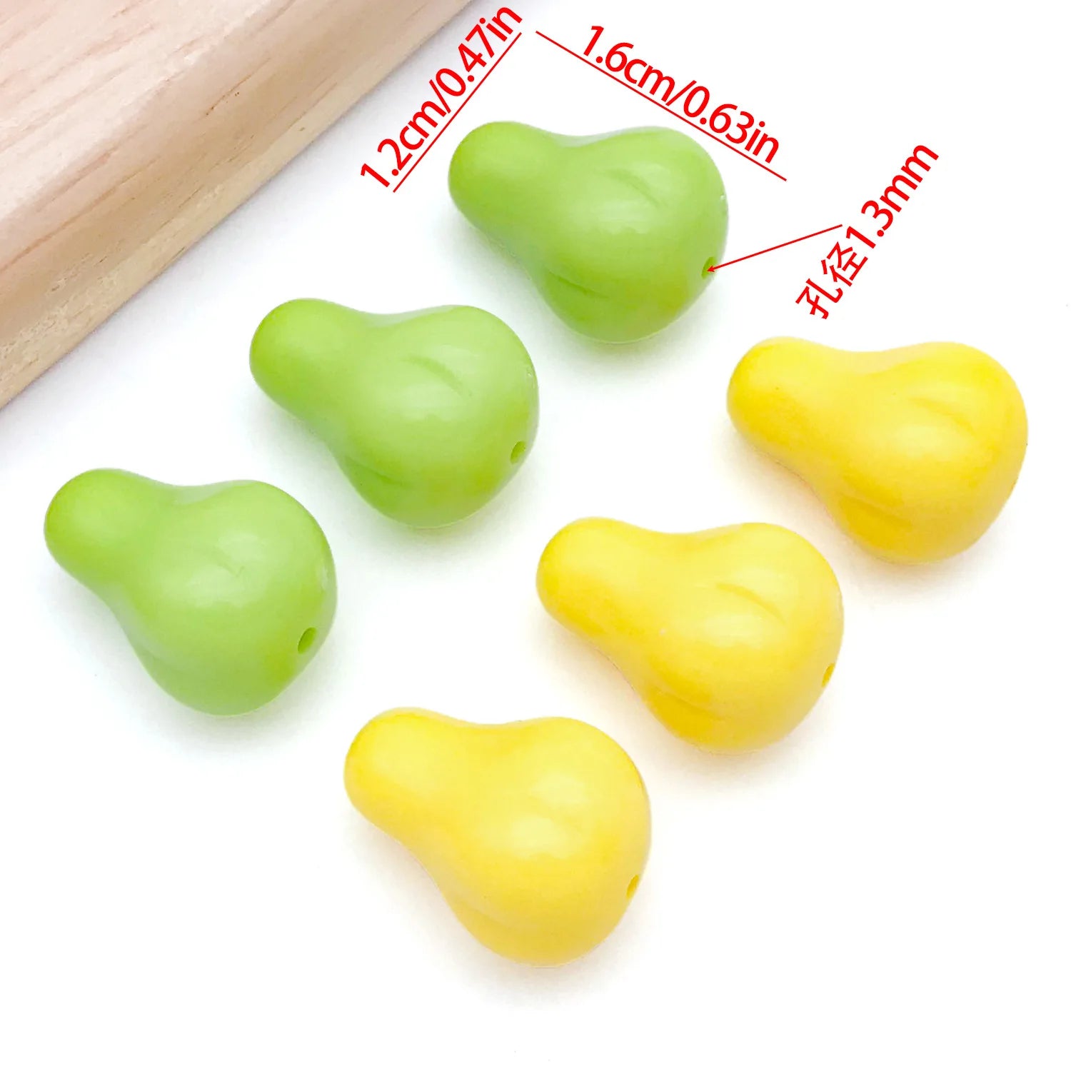 Yellow Green Acrylic Pear Loose Beads for Phone Chain, Bracelet and Keychain Making