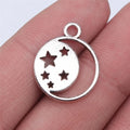 17x17mm 1.4g Zinc Alloy Round Hollow Moon Star Charm Pendant for Necklace Bracelet Earring DIY