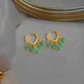 New Chinese Style Aventurine Jade Beaded Heart Tassel Drop Earrings Handmade Elegant Jewelry