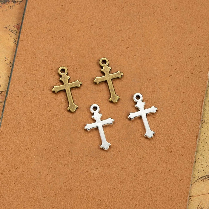 Zinc Alloy Cross Charm Pendant for DIY Necklace Bracelet Jewelry Making — 19×12mm