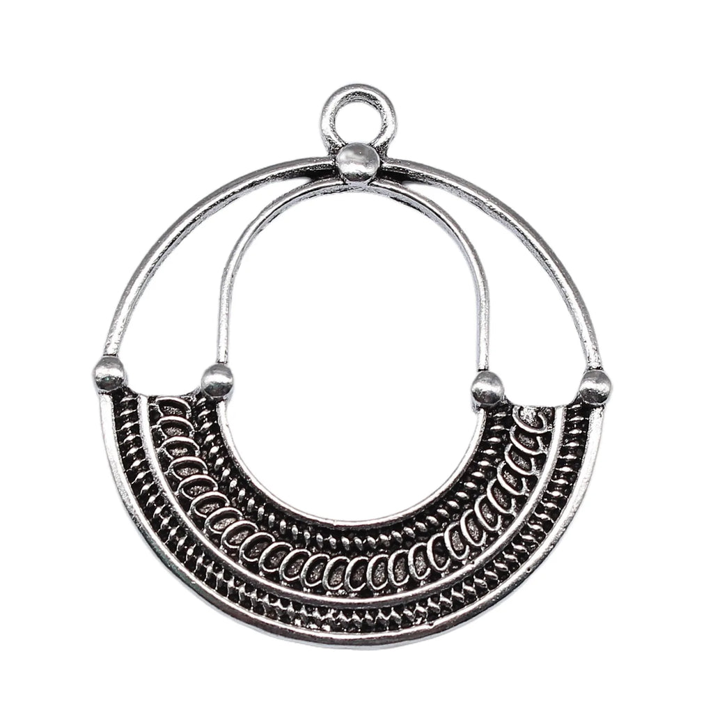 45x40mm 7.5g Antique Silver Zinc Alloy Woven Round Ring Earring Charms for DIY Earrings Jewelry Making