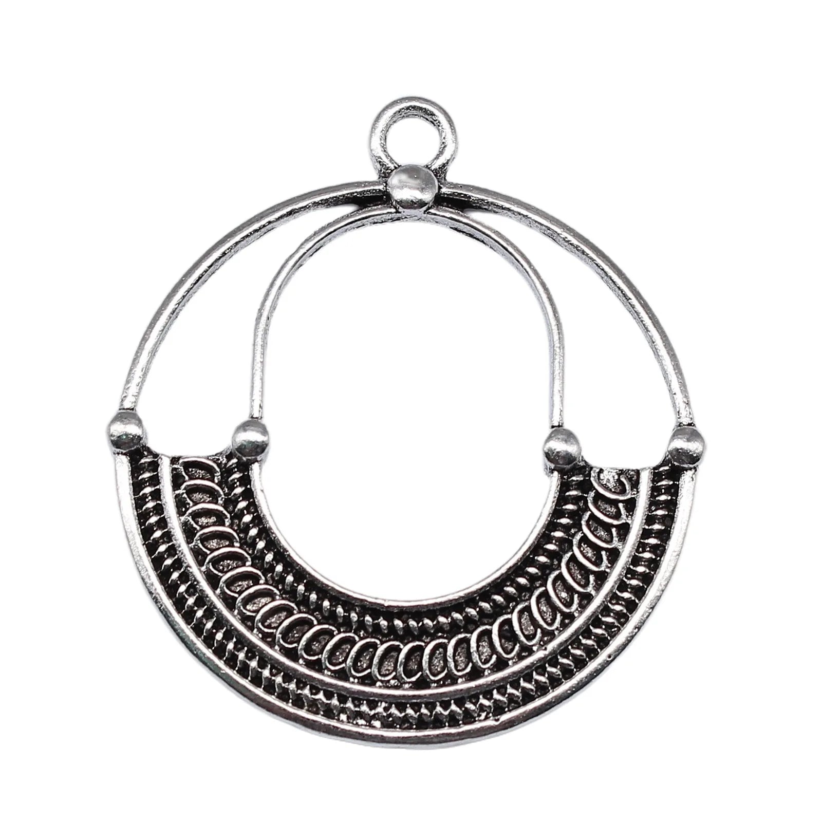 45x40mm 7.5g Antique Silver Zinc Alloy Woven Round Ring Earring Charms for DIY Earrings Jewelry Making