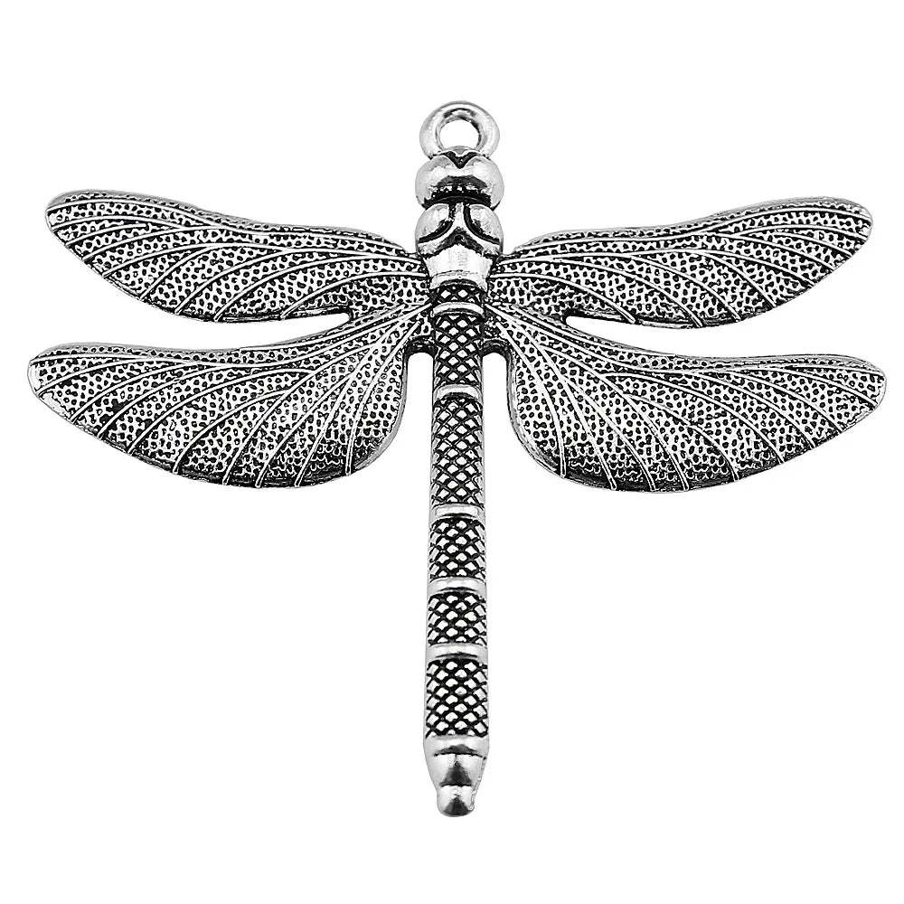 63x71mm 10.2g Antique Silver Zinc Alloy Large Dragonfly Charm Pendant for DIY Necklace Jewelry
