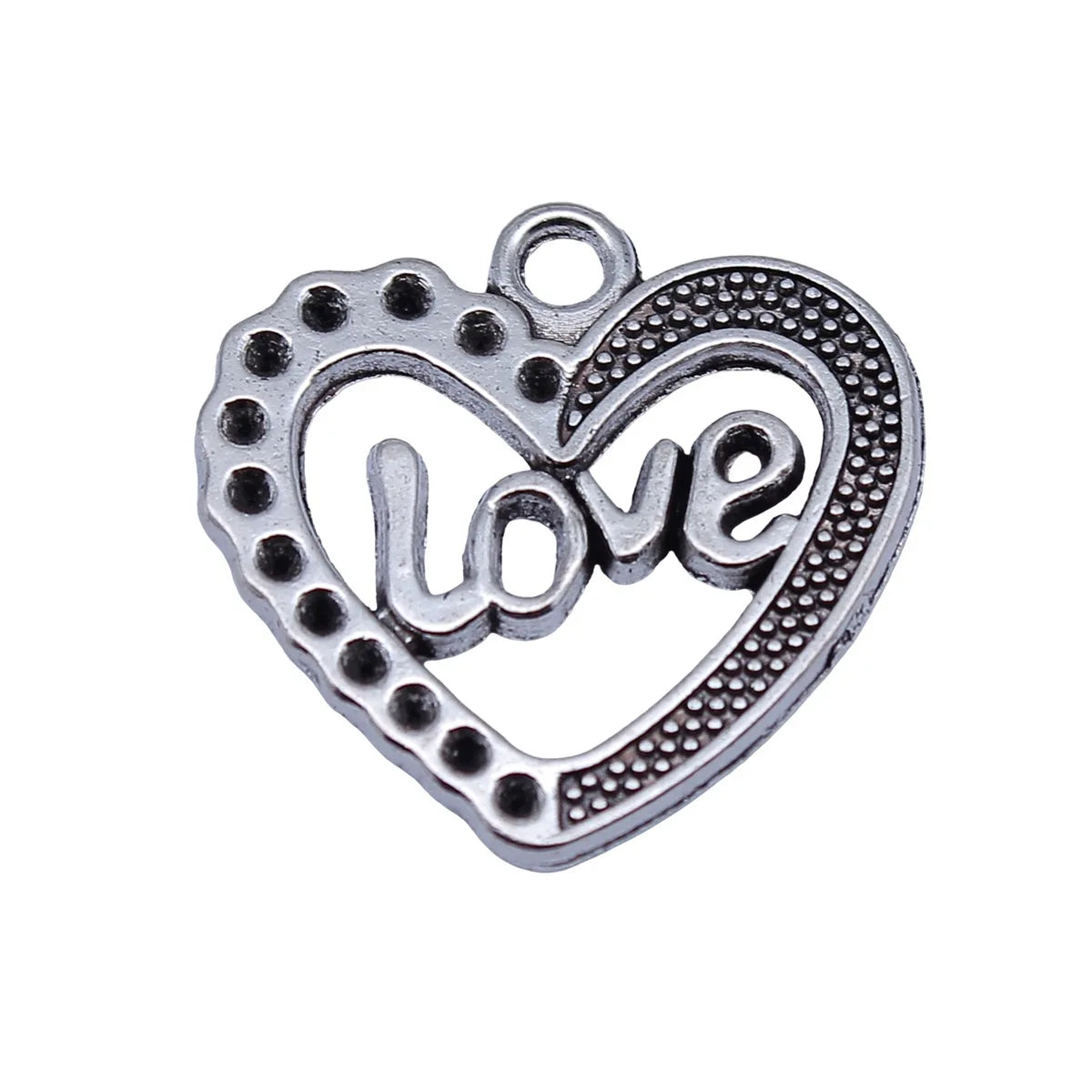25x25mm 2.1g Antique Silver Zinc Alloy LOVE Heart Charm Pendant for DIY Necklace Bracelet Making