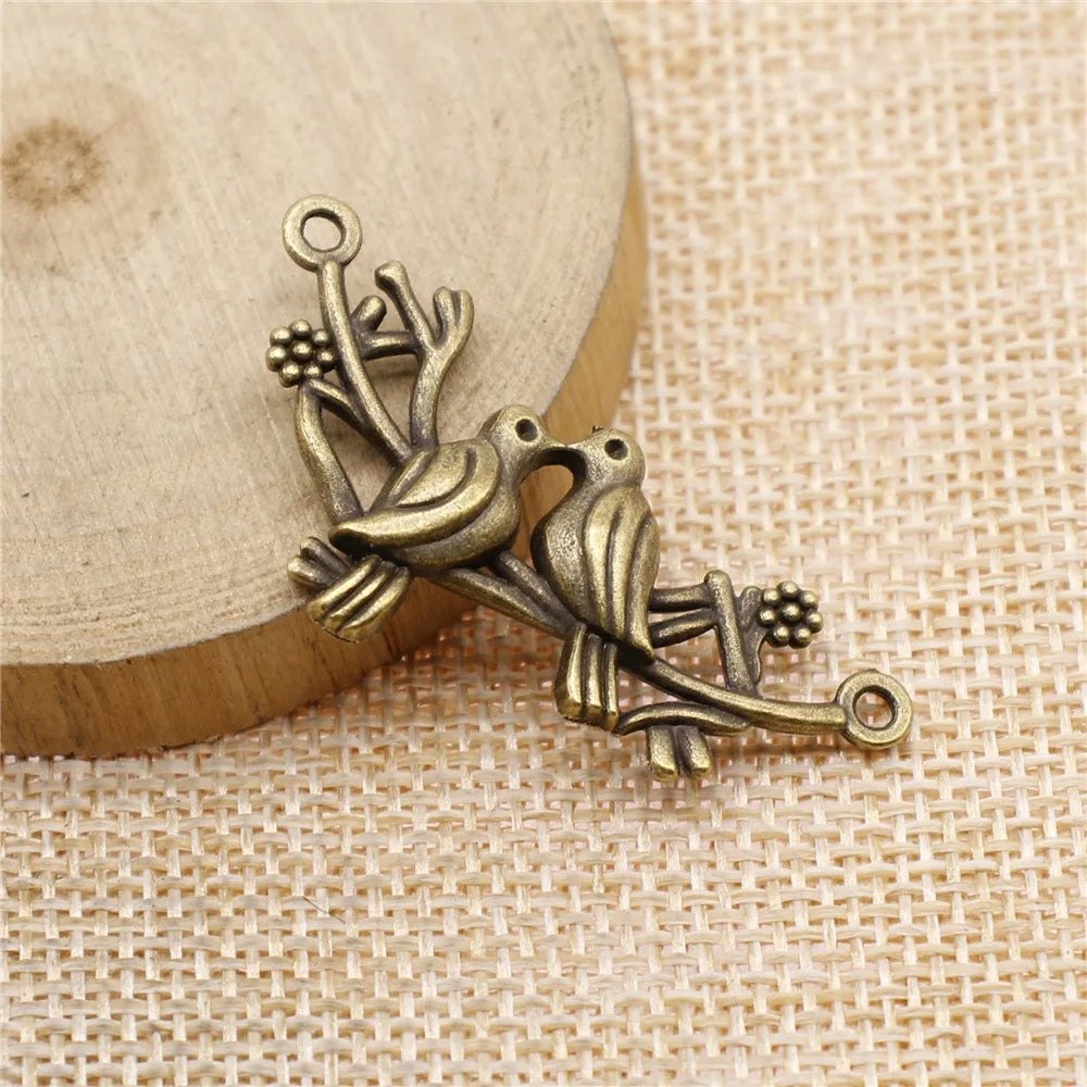 45x20mm 3.1g Zinc Alloy Paired Birds Connector Charm for DIY Necklace Bracelet Jewelry Making