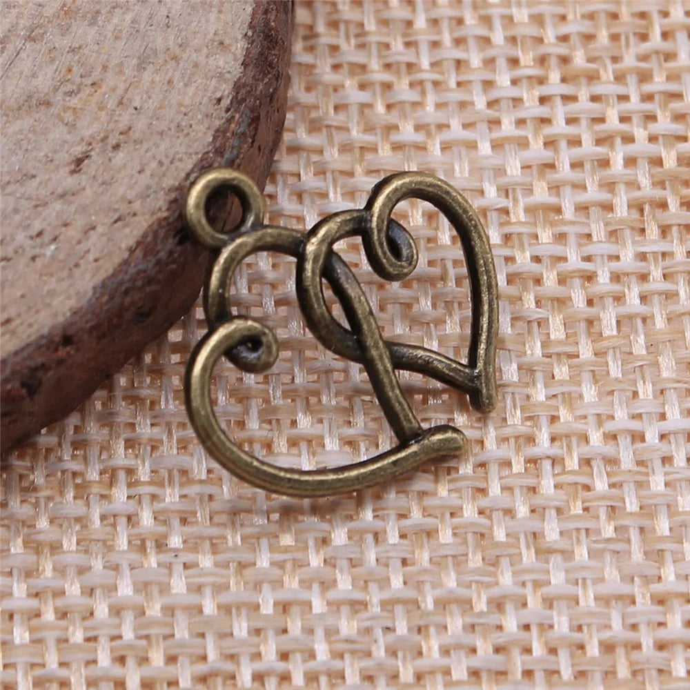 19x19mm 0.9g Zinc Alloy Heart Charm Pendant for DIY Bracelet Necklace Jewelry Making Projects