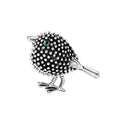 Vintage Gold Tone Alloy Sparrow Bird Brooch With Green Rhinestone Eye, Elegant Lapel Pin Suit Accessory Gift