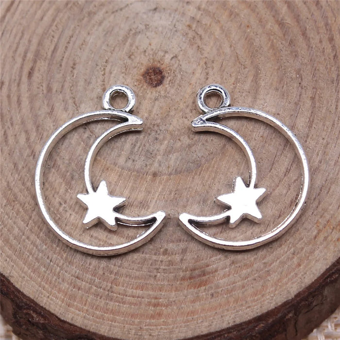 16x14mm 0.8g Multicolor Zinc Alloy Moon Star Charm Pendant for DIY Necklace Bracelet Jewelry Making