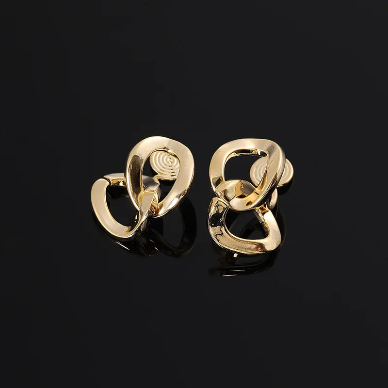 Vintage Silver Alloy Chunky Chain Link Drop Stud & Clip On No Piercing Hong Kong Style Earrings
