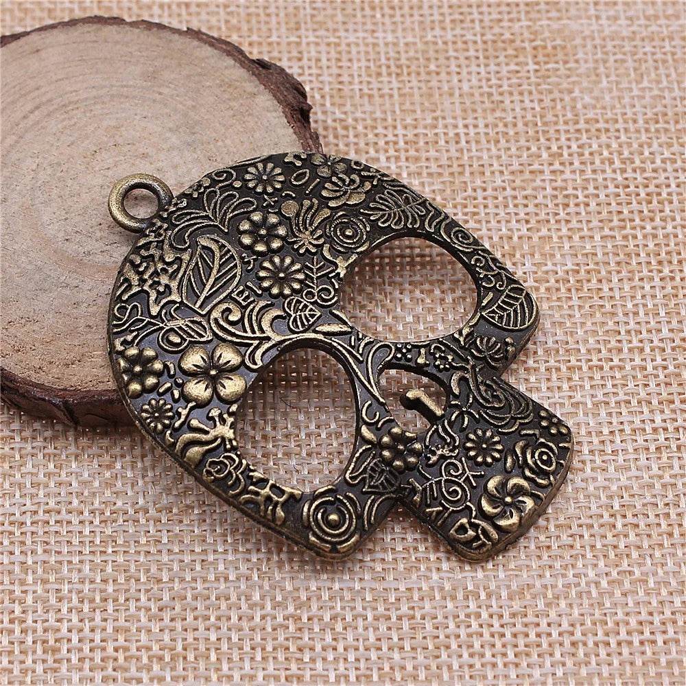 66x49mm 19.2g Multicolor Zinc Alloy Skull Head Charm Pendant for DIY Necklace Bracelet Jewelry Making