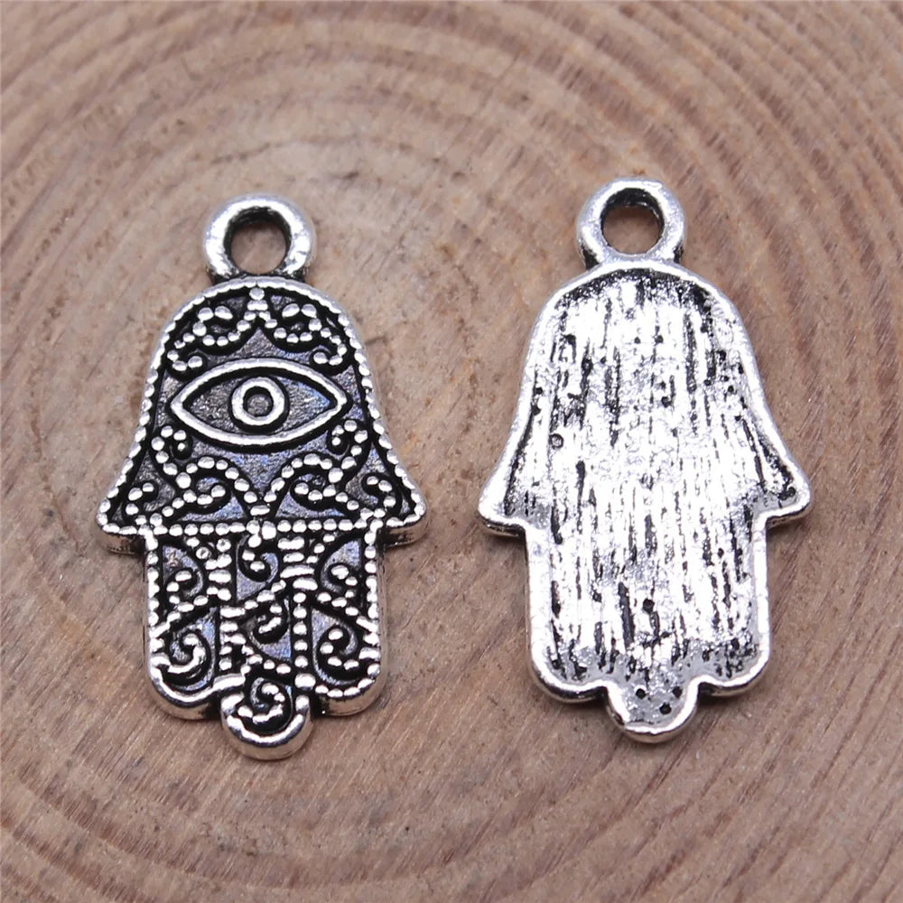 20x12mm 1.4g Antique silver zinc alloy Eye Hand charm pendant for DIY bracelet necklace jewelry making