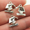 17x16mm 1.5g Antique Silver Zinc Alloy Graduation Cap Charm Pendant for DIY Graduation Jewelry Making