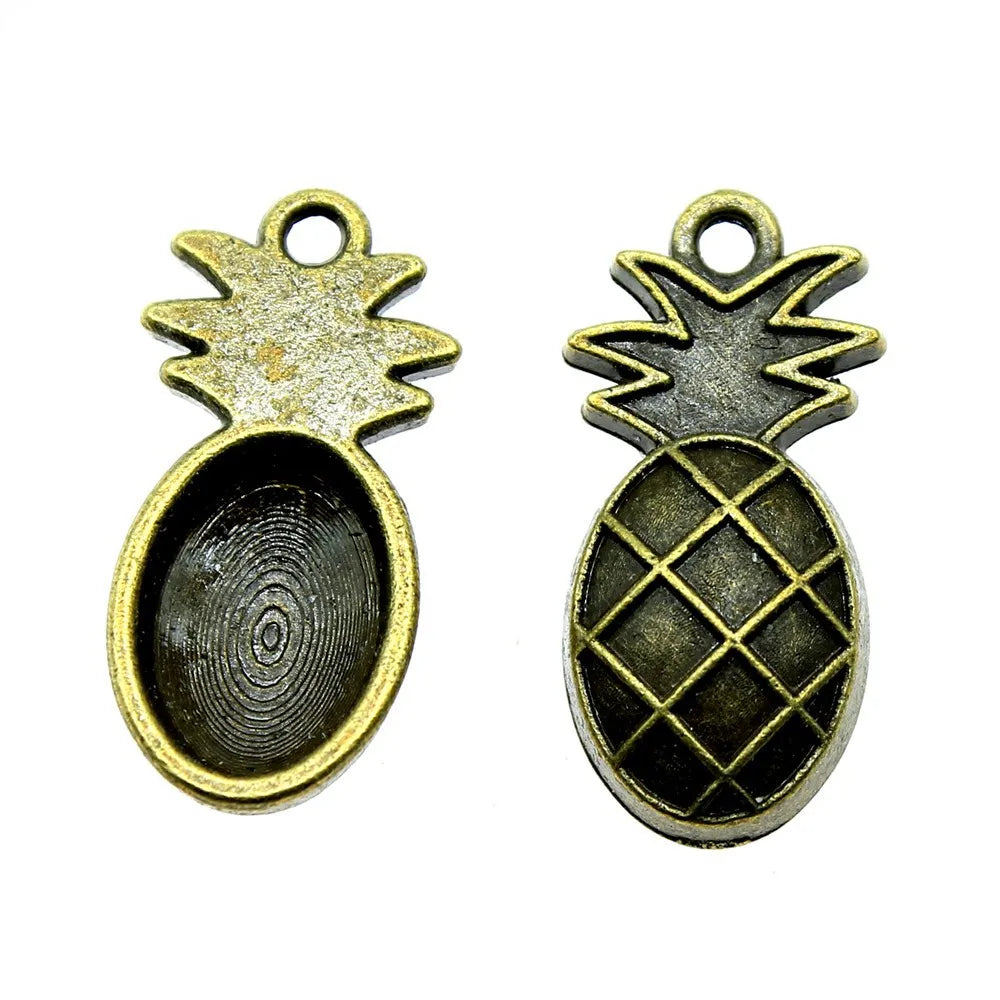 24x12mm 2.1g Multicolor Zinc Alloy Pineapple Charm Pendant for Fruit Theme Bracelet Necklace DIY