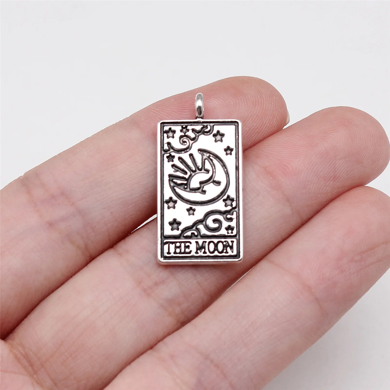 26x13mm 2.8g Zinc Alloy Tarot Card Sun Moon Star World Fortune Charm Pendant for DIY Necklace Jewelry