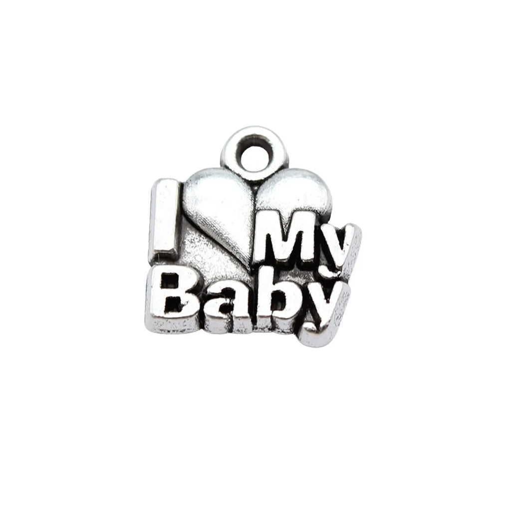 11x11mm 0.8g Zinc Alloy I Love My Baby Word Tag Charm Pendant for DIY Necklace Bracelet Jewelry