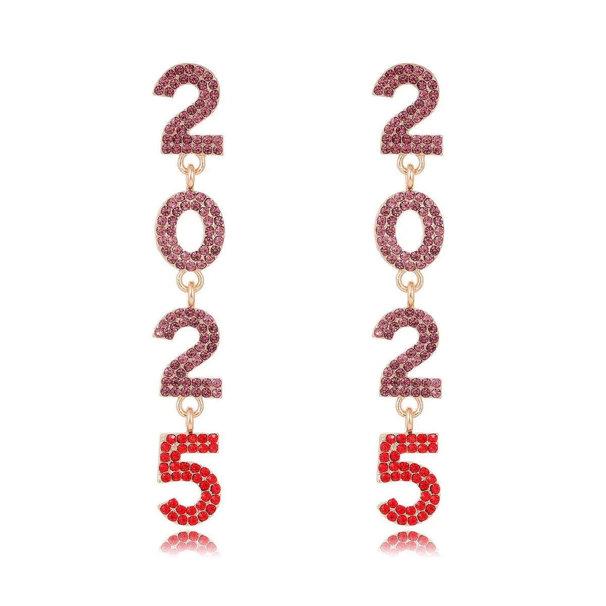 Luxury 2025 Number Drop Earrings With Multicolor Rhinestones Alloy Statement Jewelry For Party Gift