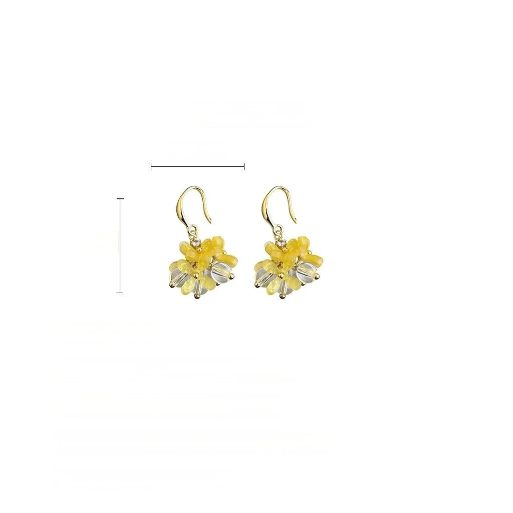 Summer Yellow Resin Flower Drop Earrings Handmade Niche Geometric Sweet Style Jewelry