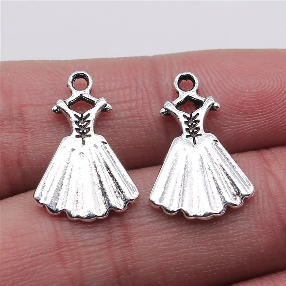13x20mm 1.2g Multicolor Zinc Alloy Evening Gown Dress Charm Pendant for DIY Necklace Bracelet Jewelry