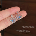 Sweet Cool Copper Hollow Heart Stud Earrings With Micro Pave Zircon And Two Tone Glass Cat Eye Stone
