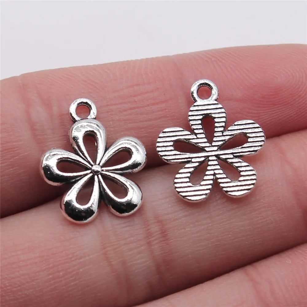 18x15mm 0.9g Antique Silver Zinc Alloy Chrysanthemum Flower Charm Pendant for DIY Jewelry Making