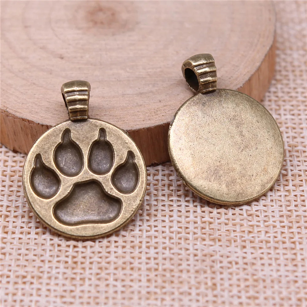 21x28mm 3.2g Antique Bronze Zinc Alloy Dog Paw Bear Paw Charm Pendant for DIY Jewelry Making