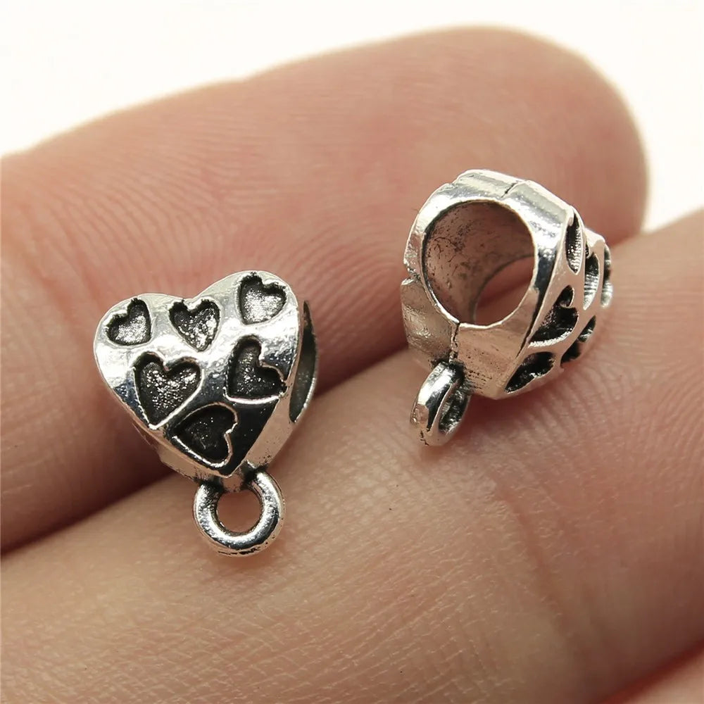 12x9x7mm 1.2g Multicolor Zinc Alloy Heart Bail Connector Charm for DIY Pendant Necklace Making