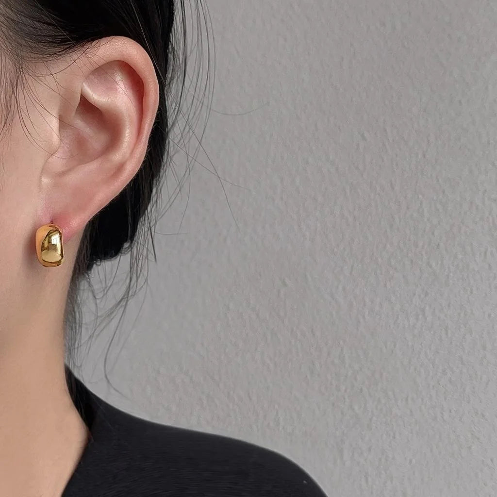 18K Real Gold Plated Copper Oval Geometric Drop Earrings Luxury Style Jewelry For Women