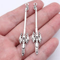 59mm 2.5g Antique Silver Tone Zinc Alloy Blade Spear Sword Halberd Charm Pendant for Cosplay DIY