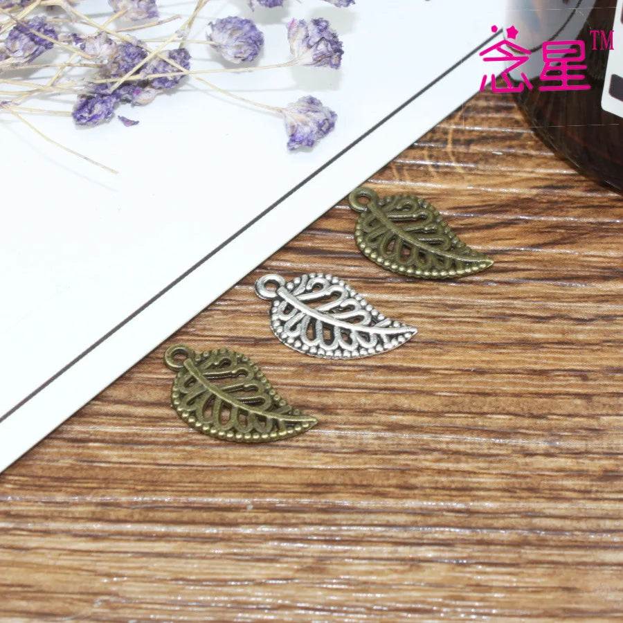 17x10MM Zinc Alloy Hollow Leaf Charm Pendant for DIY Necklace Bracelet Jewelry Making