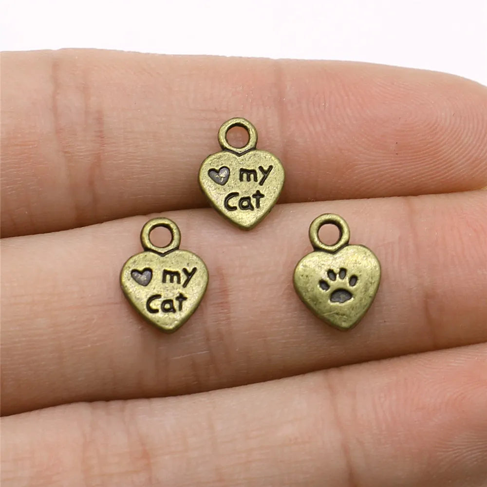 8x12mm 0.5g Zinc alloy Love My Cat Paw Print charm pendant for pet jewelry DIY craft making