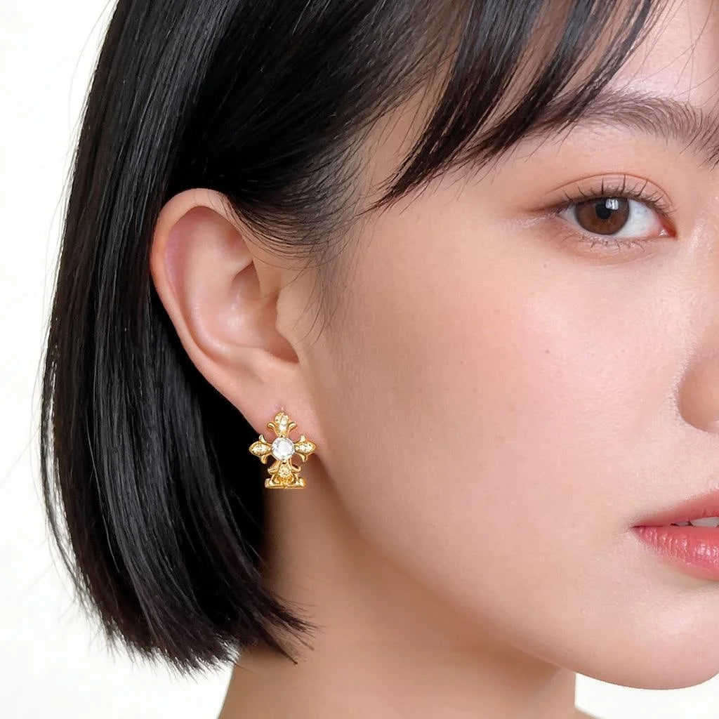 Iris Flower Micro Pave Zircon Copper Drop Earrings Niche Sweet Cool Fashion Jewelry