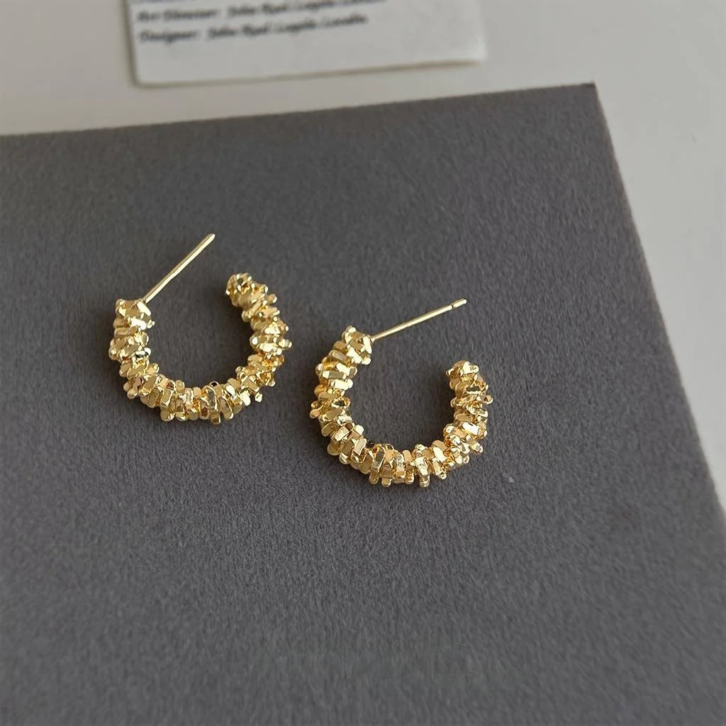 Premium 14K Gold Plated Copper Round Stud Earrings With Silver Plated Pin Minimalist Geometric Ear Jewelry