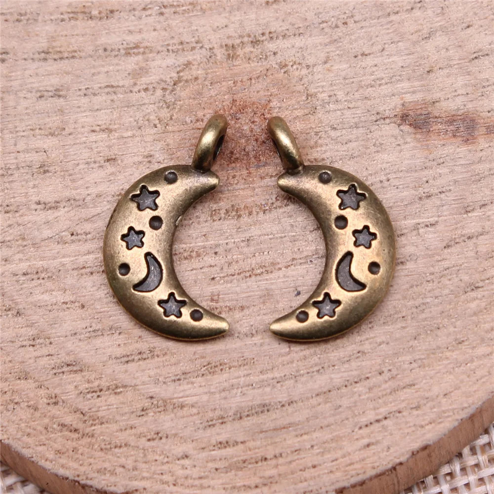 12x19mm 0.8g Multicolor Zinc Alloy Moon Star Charm Pendant for DIY Necklace Bracelet Jewelry Making