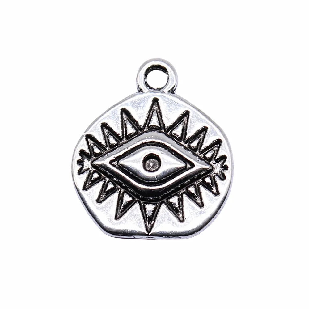 15x14mm 0.9g Antique Silver Zinc Alloy Eye Charm Pendant for DIY Bracelet Necklace Jewelry Making