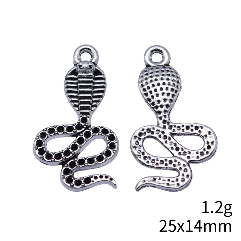 25x14mm 1.2g Antique Silver Zinc Alloy Cobra Charm Pendant for DIY Necklace Bracelet Jewelry Making