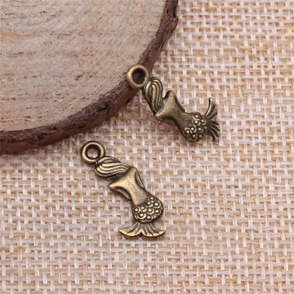 20x7mm 0.7g Multicolor Zinc Alloy Mermaid Charm Pendant for DIY Ocean Theme Jewelry Making