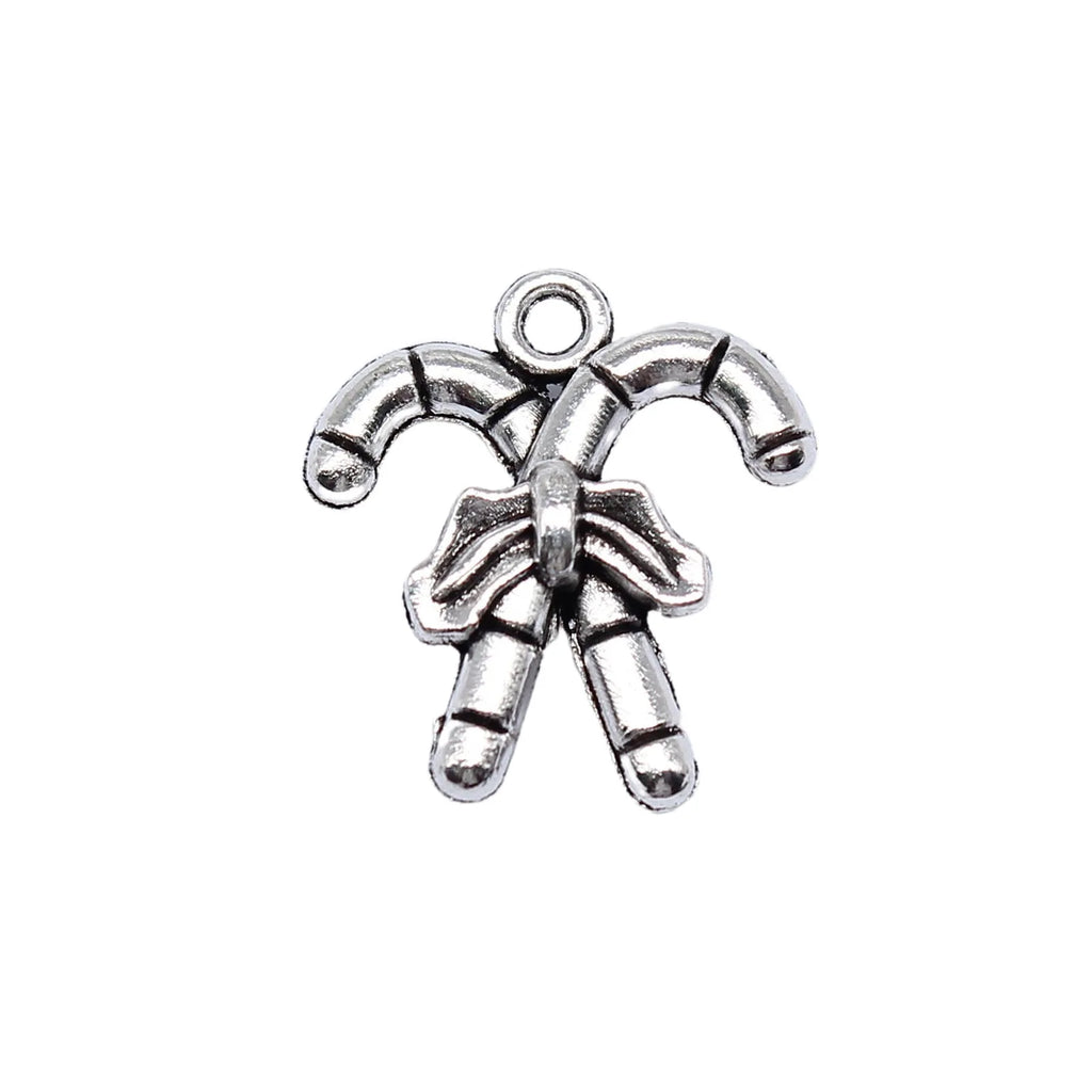 19x17mm 1.8g Multicolor Zinc Alloy Christmas Candy Cane Charm Pendant for DIY Holiday Jewelry Making