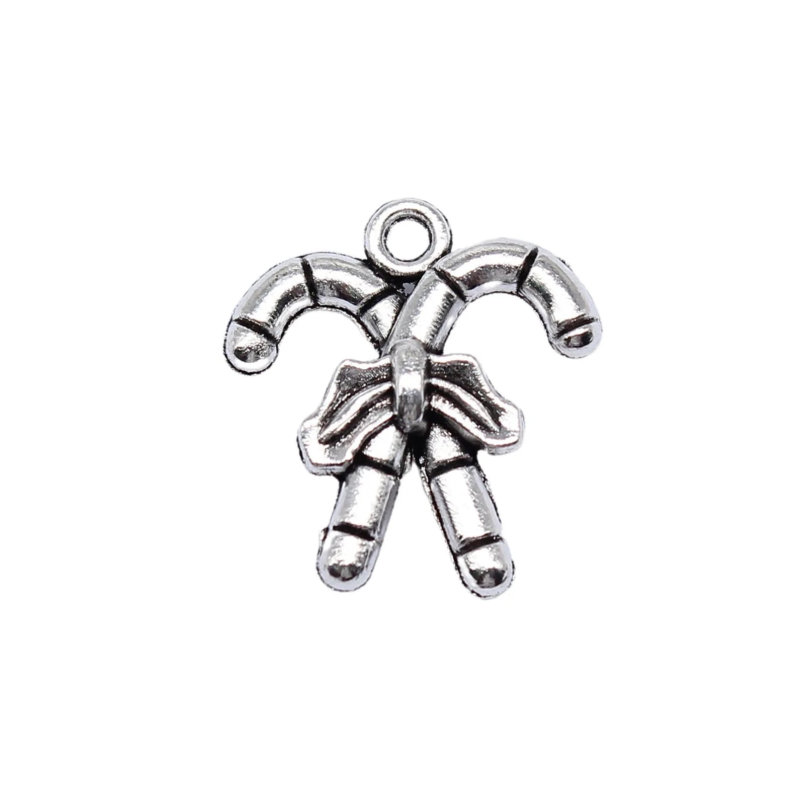 19x17mm 1.8g Multicolor Zinc Alloy Christmas Candy Cane Charm Pendant for DIY Holiday Jewelry Making