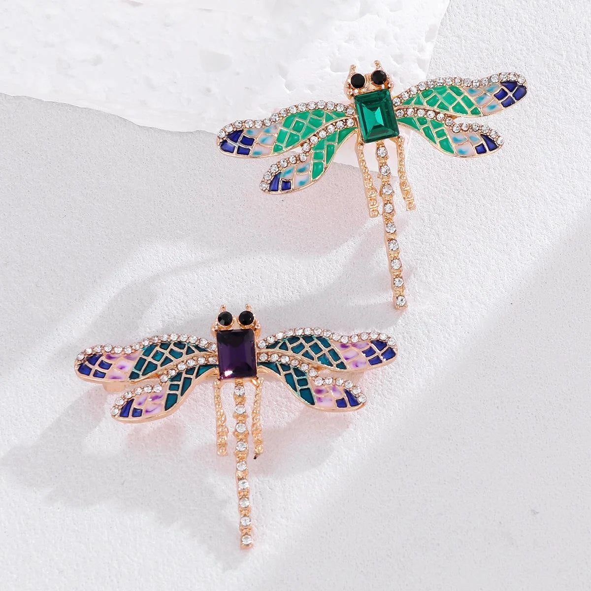 Elegant Dragonfly Brooch With Rhinestone And Enamel Wings, Alloy Lapel Pin Corsage For Women's Suit Gift